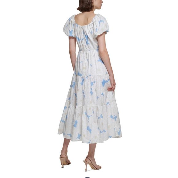 Calvin Klein Dresses & Skirts - Calvin Klein White Dress with Light Blue Floral Print Maxi